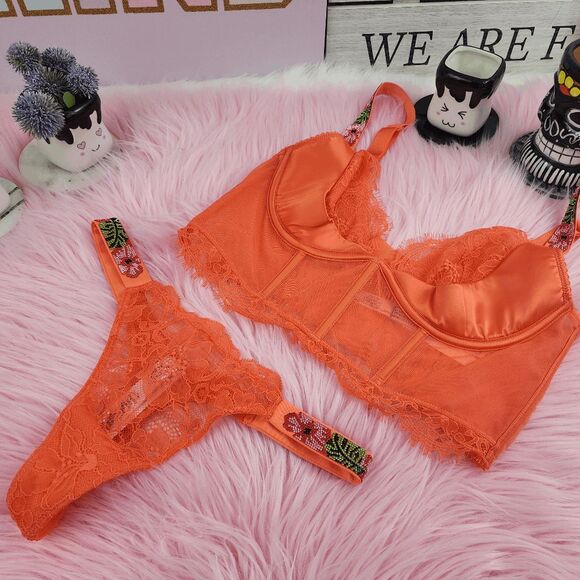 💖 NWT Victoria’s Secret Very Sexy Long Line Bra & String Panty 34C/XS #7278 💖 - Picture 1 of 11